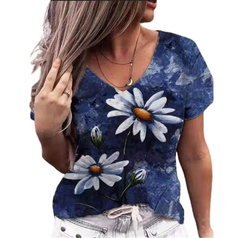 3D Floral V-Neck Tee | MzStar Fashion | view 7