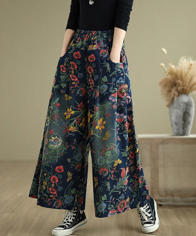 Boho Print Wide-Leg Jeans