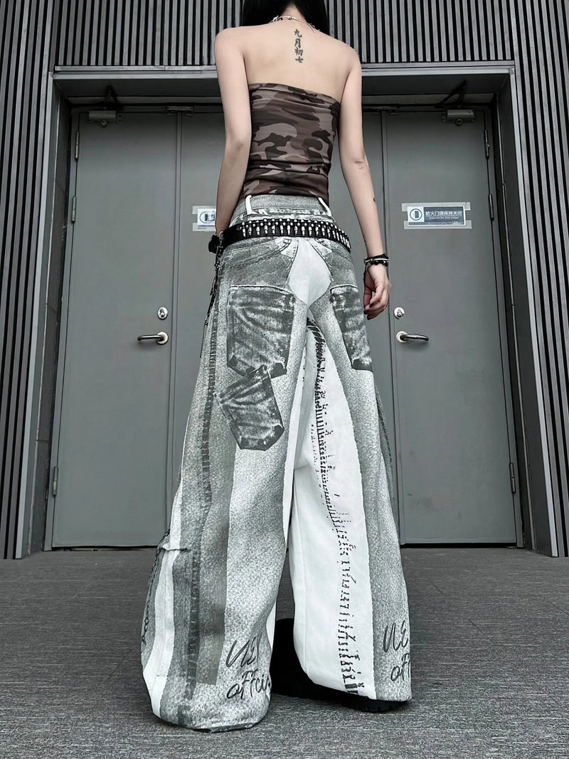 Tie-Dye Print Wide-Leg Jeans | MzStar Fashion | view 4