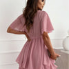 Cross-Strap Ruffle Chiffon Dress | MzStar Fashion | view 5