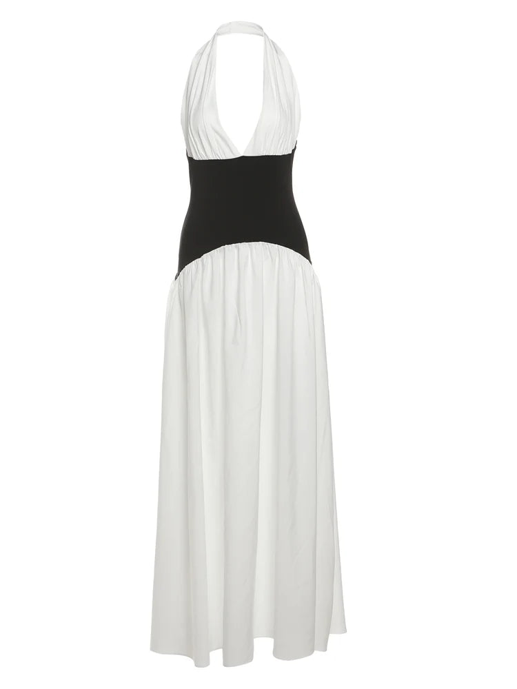 Contrast Halter Ruffle Beach Dress | MzStar Fashion | view 8