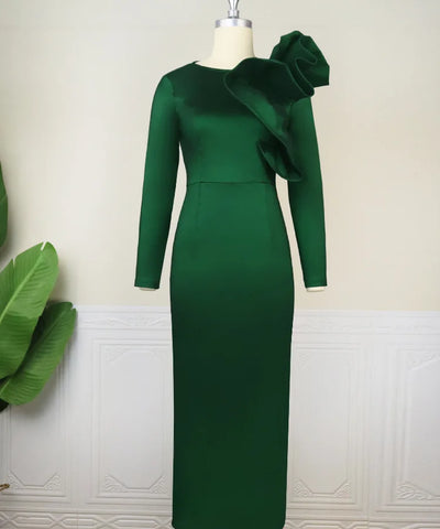 Plus-Size Ruffle Evening Gown