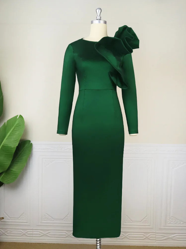 Plus-Size Ruffle Evening Gown | MzStar Fashion | view 2