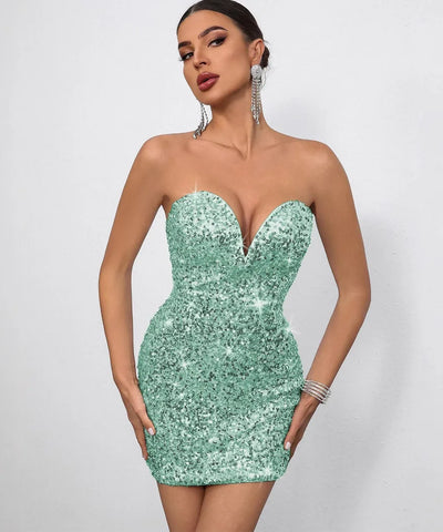 Off-Shoulder Sequin Mini Dress