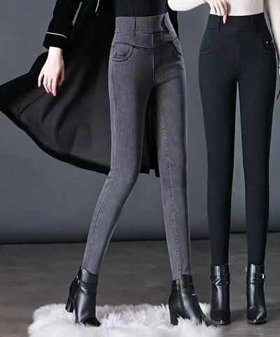 Elastic-Waist Stretch Pencil Jeans | MzStar Fashion