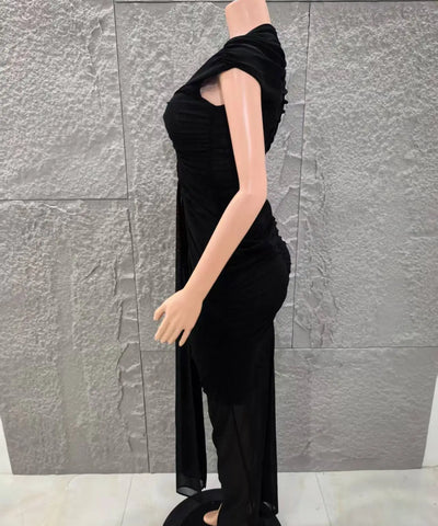 Black Keyhole Bodycon Maxi Dress