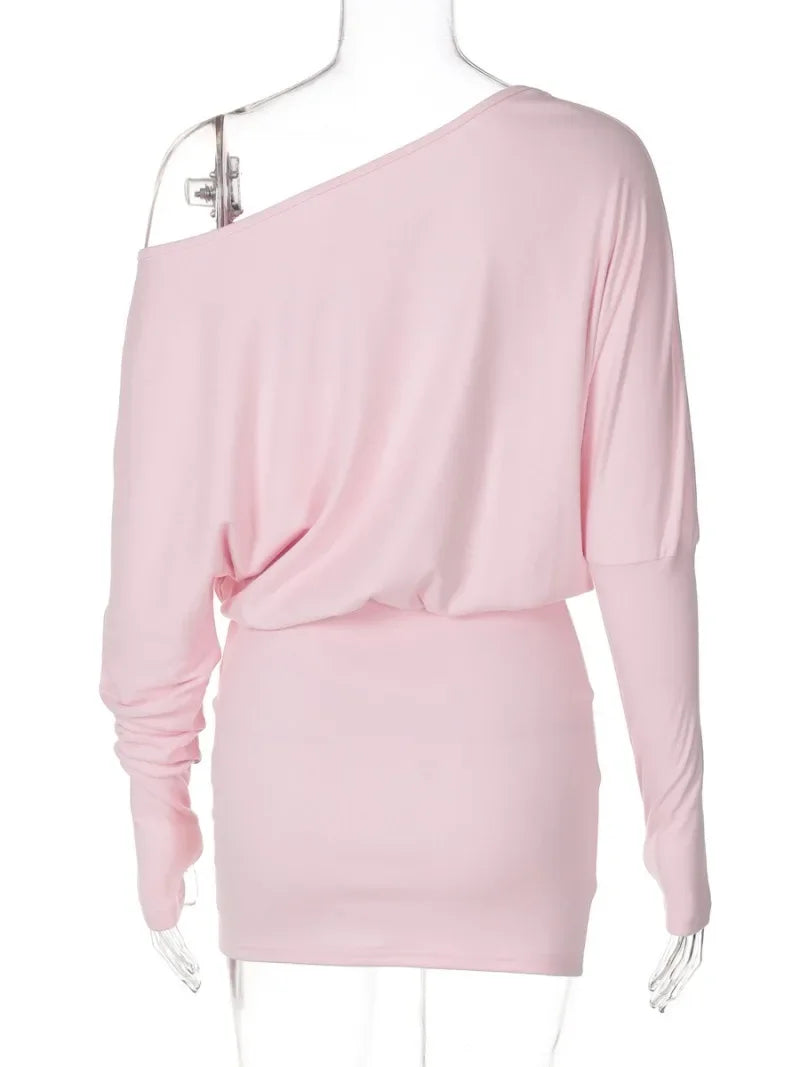 Asymmetric Neck Bodycon Mini Dress | MzStar Fashion | view 6