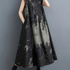 Black Print Stand-Collar Dress | MzStar Fashion