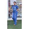 Denim Tee & Wide-Leg Pants Set | MzStar Fashion | view 3
