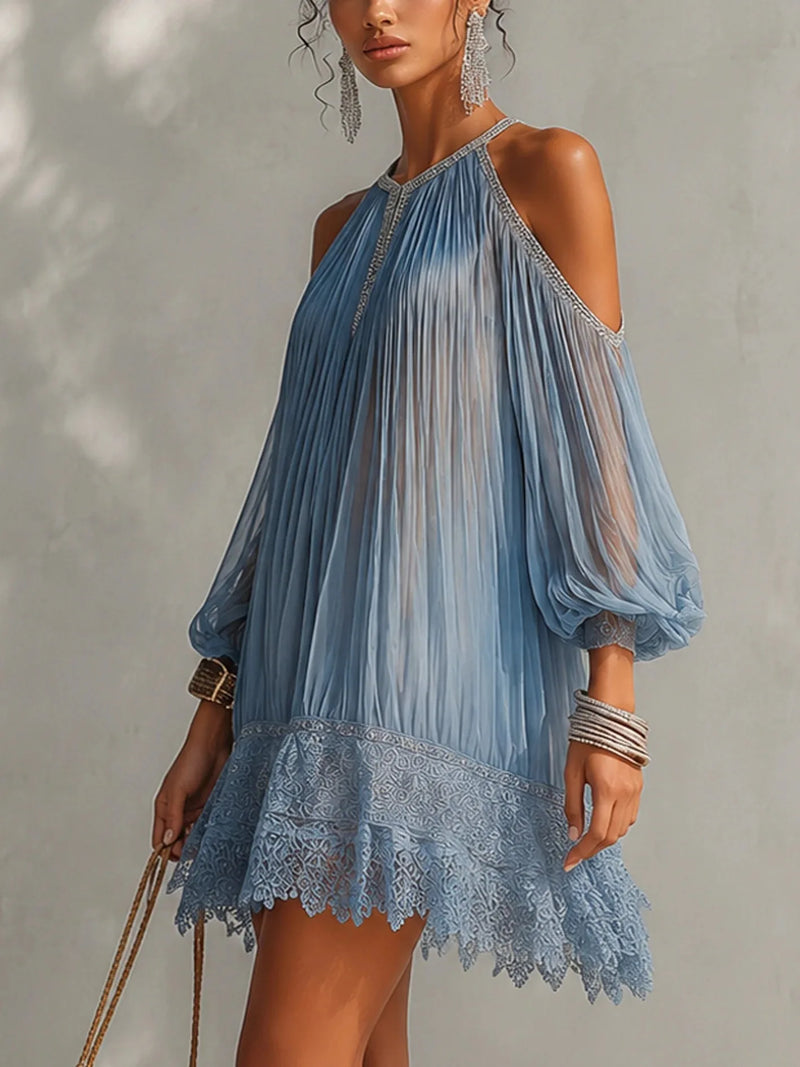 Off-Shoulder Lace Beach Mini Dress | MzStar Fashion | view 2