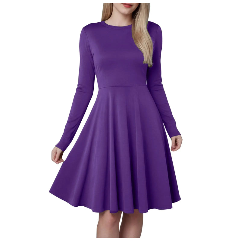 Pleated A-Line Long-Sleeve Dress | MzStar Fashion | view 8