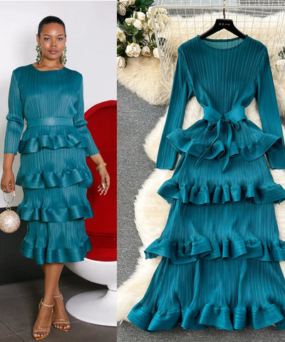 Tiered Ruffle Cake Midi Dress | MzStar Fashion