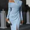 Draped High-Neck Split Midi Dress | MzStar Fashion | view 8