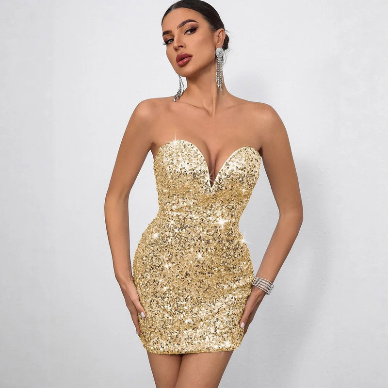 Off-Shoulder Sequin Mini Dress | MzStar Fashion | view 4