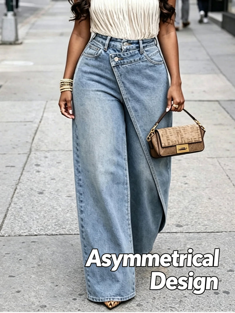 Wrap-Front Straight Jeans | MzStar Fashion | view 4