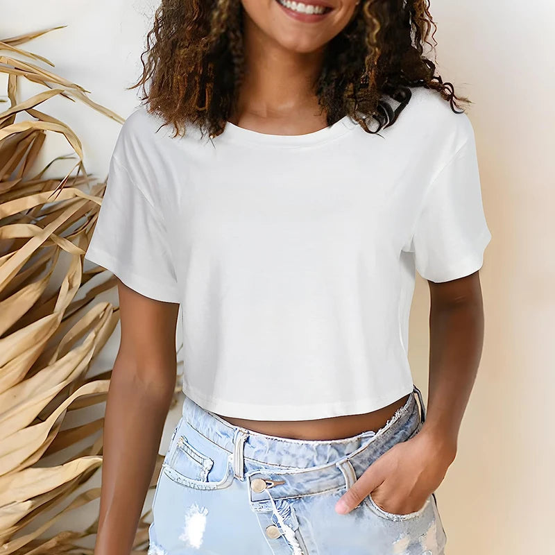 Sporty Cotton Crop Tee | MzStar Fashion | view 4