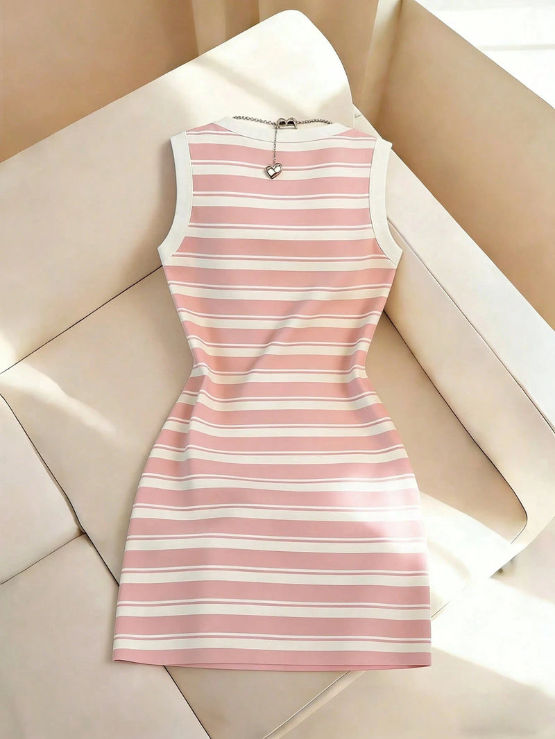 Striped Sleeveless Mini Dress | MzStar Fashion | view 2