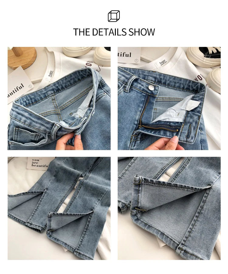 Split-Hem Flared Bootcut Jeans | MzStar Fashion | view 7