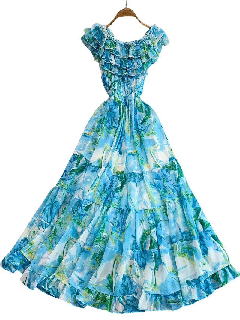 Lace Trim Tiered Midi Dress | MzStar Fashion | view 5