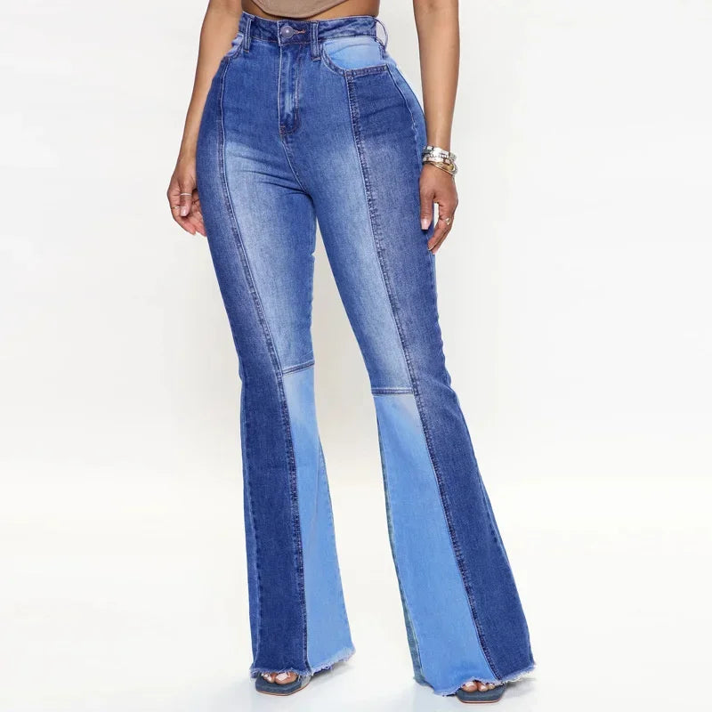 Two-Tone Washed Flared Jeans | MzStar Fashion | view 7