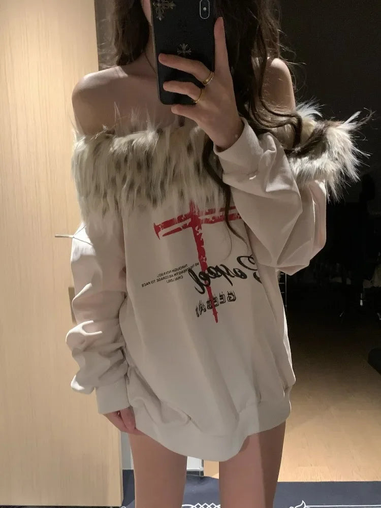 Fur-Collar Y2K Top | MzStar Fashion | view 4