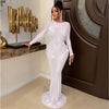 Crystal Mesh Long-Sleeve Gown | MzStar Fashion | view 4