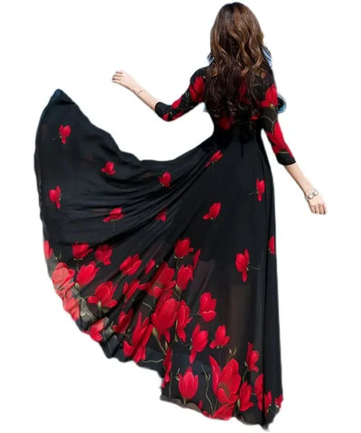 Printed Chiffon Beach Maxi Dress