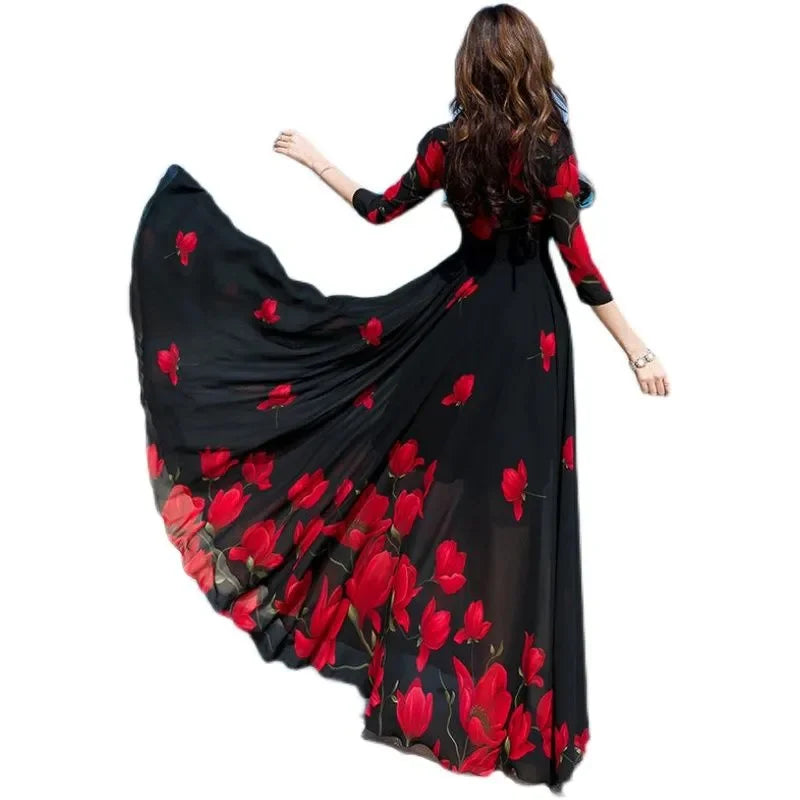 Printed Chiffon Beach Maxi Dress | MzStar Fashion | view 2