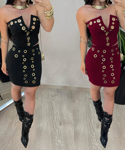 Geometric Knit Party Dress Set | MzStar Fashion