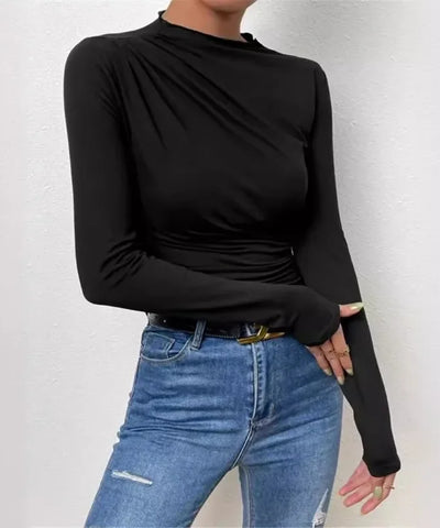 Skew Neck Basic Crop Top
