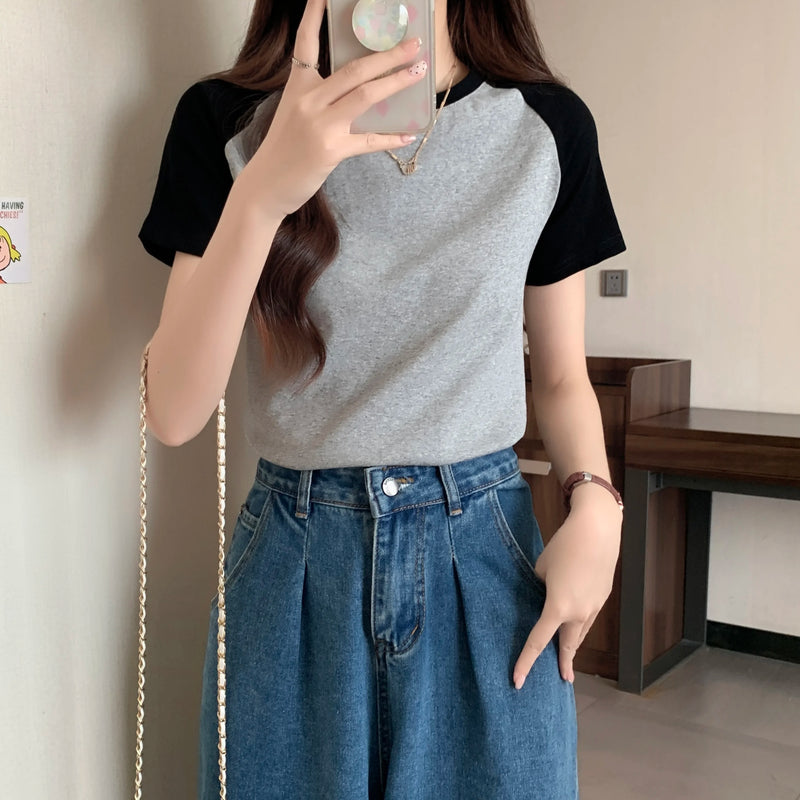Color-Block Raglan Tee | MzStar Fashion | view 2