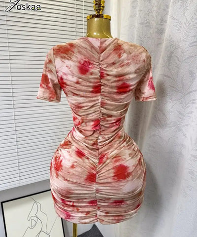 Tie-Dye Mesh Pleated Dress