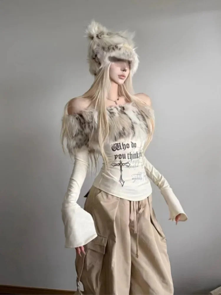 Fur-Collar Y2K Top | MzStar Fashion | view 6