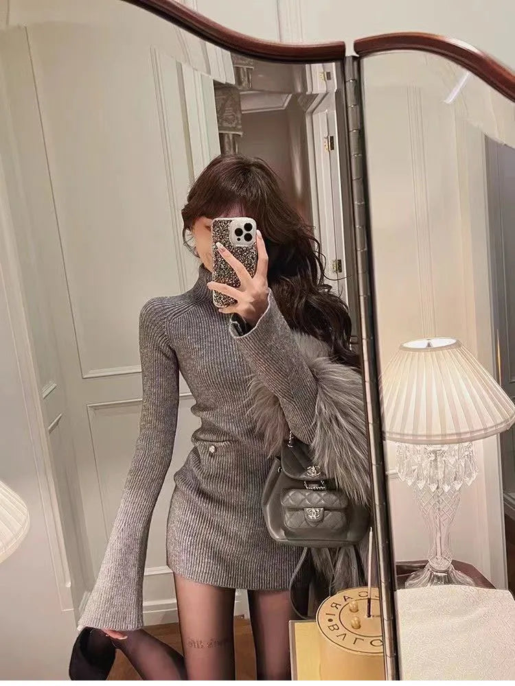 Flare Sleeve Sweater Mini Dress | MzStar Fashion | view 8