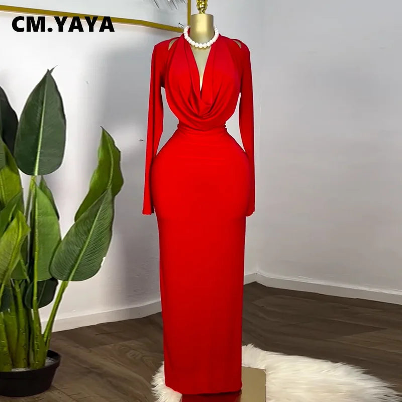 Pile Collar Long-Sleeve Maxi Dress | MzStar Fashion | view 3