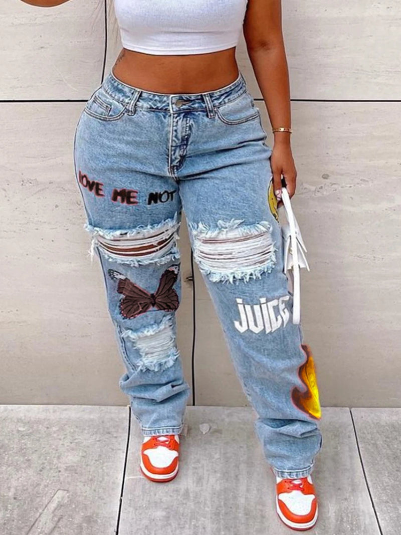 Y2K Printed Baggy Boyfriend Jeans | MzStar Fashion | view 8