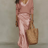 V-Neck Top & Maxi Dress Set | MzStar Fashion | view 5