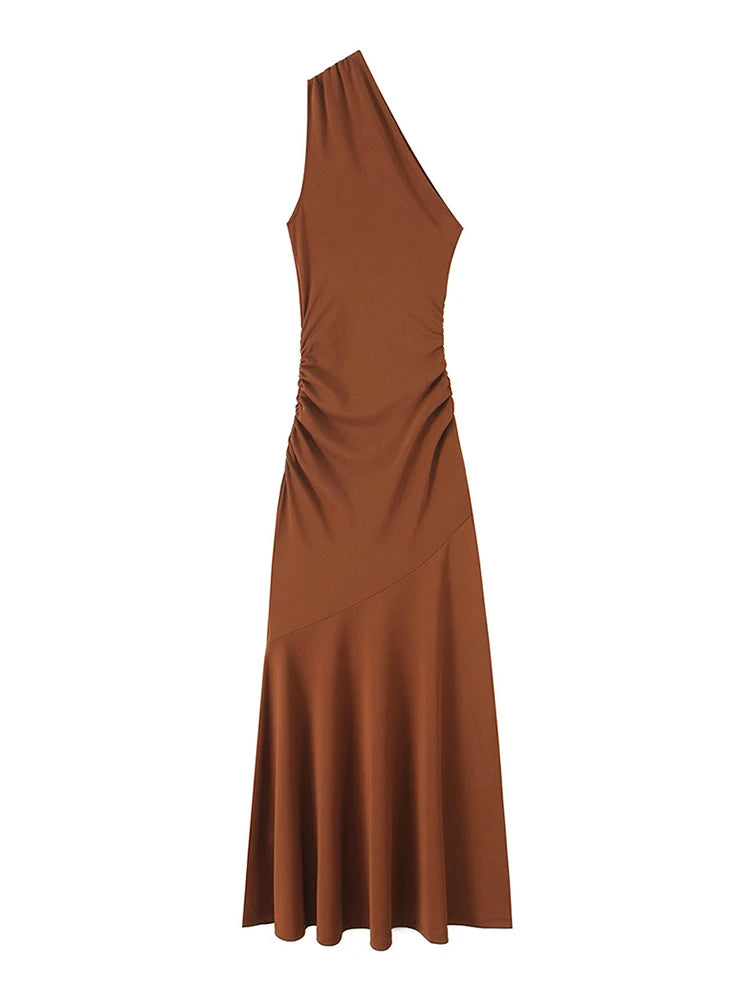 One-Shoulder Flowing Maxi Dress | MzStar Fashion | view 2