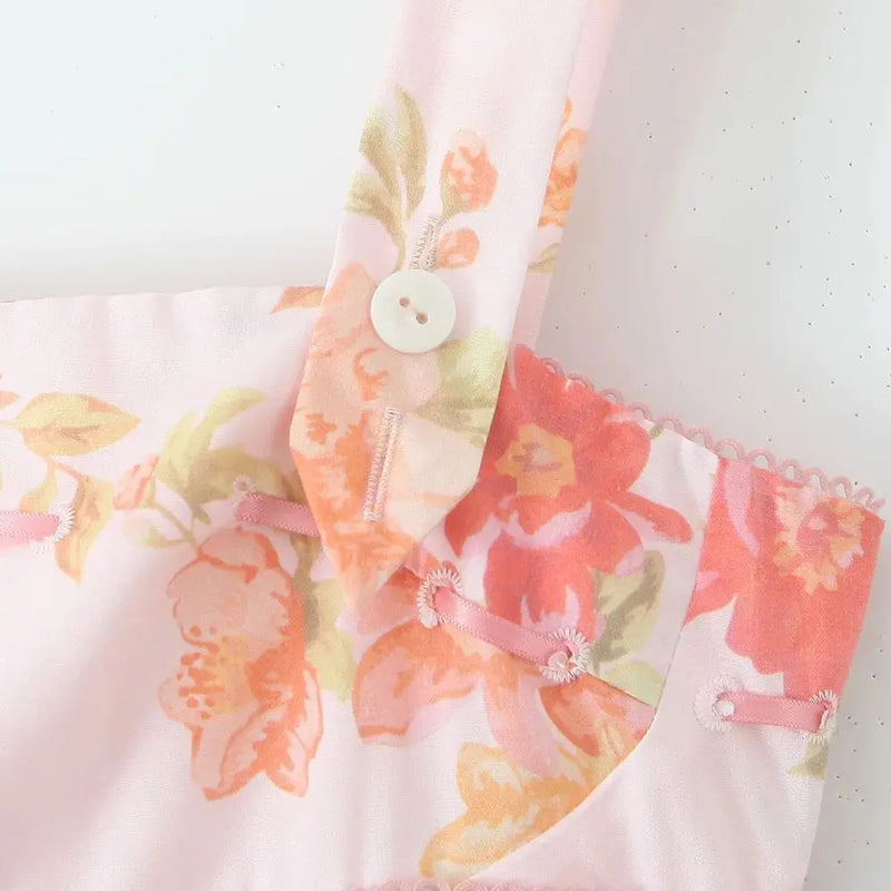 Pink Floral Ribbon Tank Dress | MzStar Fashion | view 5