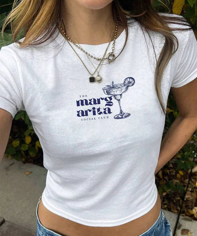 Martini Print Y2K Tee | MzStar Fashion