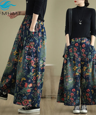 Boho Print Wide-Leg Jeans | MzStar Fashion