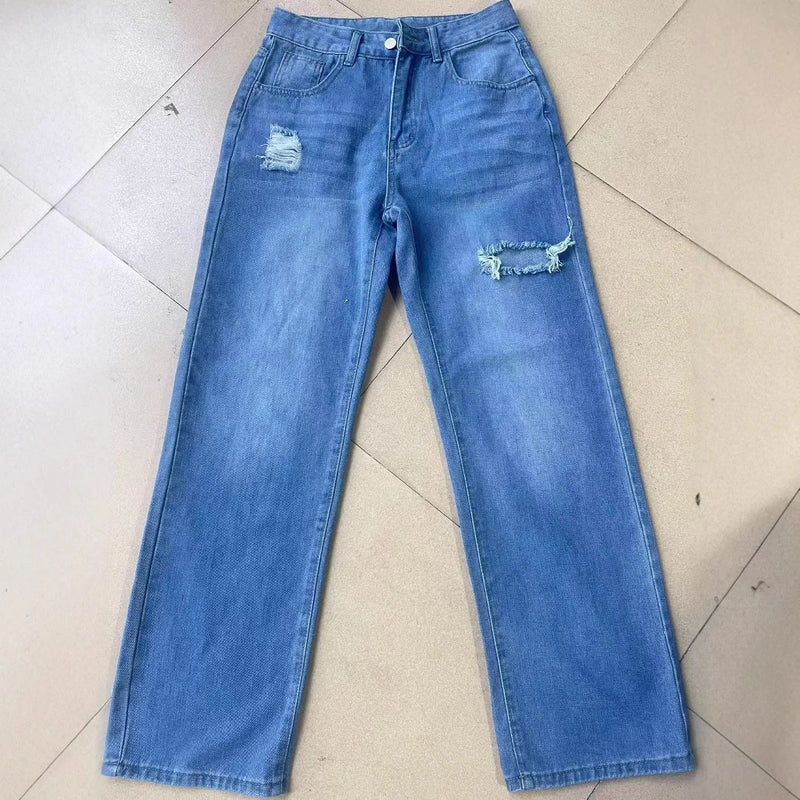 Washed Ripped Straight Jeans | MzStar Fashion | view 4
