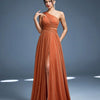 One-Shoulder Ruched Slit Gown | MzStar Fashion