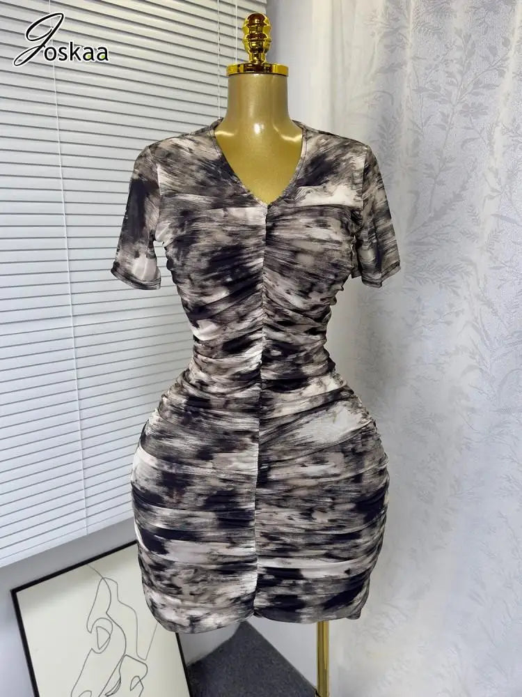 Tie-Dye Mesh Pleated Dress | MzStar Fashion | view 3