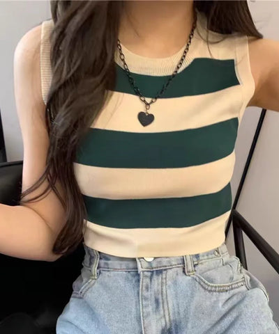 Plaid Knit Crop Vest | MzStar Fashion