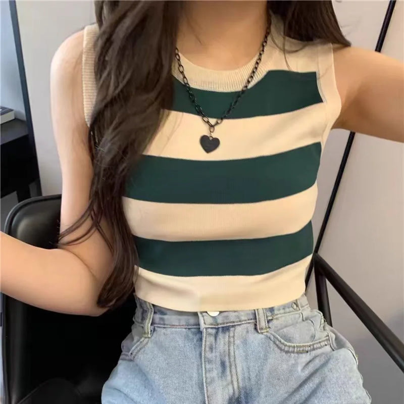 Plaid Knit Crop Vest | MzStar Fashion