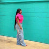 Splice Ripped Straight Jeans | MzStar Fashion | view 3
