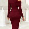 Draped High-Neck Split Midi Dress | MzStar Fashion | view 5