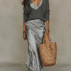 V-Neck Top & Maxi Dress Set | MzStar Fashion | view 3