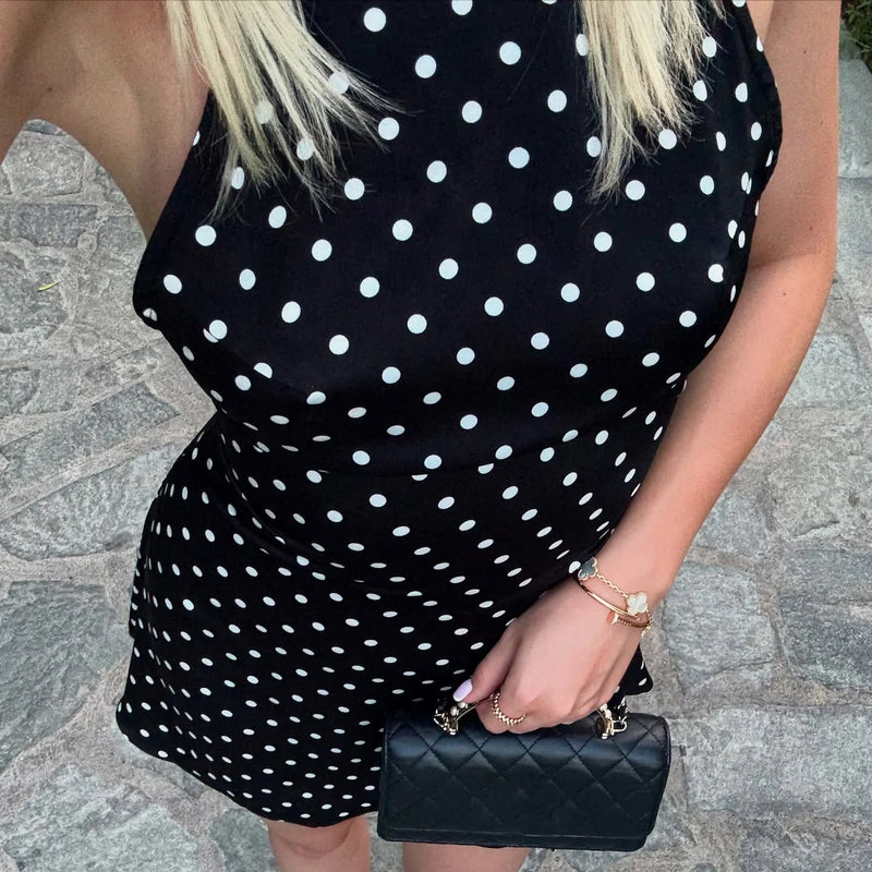Polka Dot Halter Mini Dress | MzStar Fashion | view 6